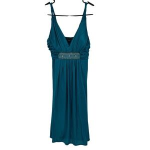 City Triangles Teal‎ Beaded Empire Waist Evening Dress XS Formal Evening